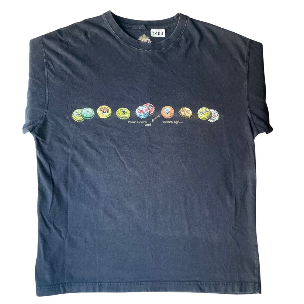 Newport Blue Kids Short Sleeve T-shirt size XL,Blue,Four Score & Seven Beers Ago